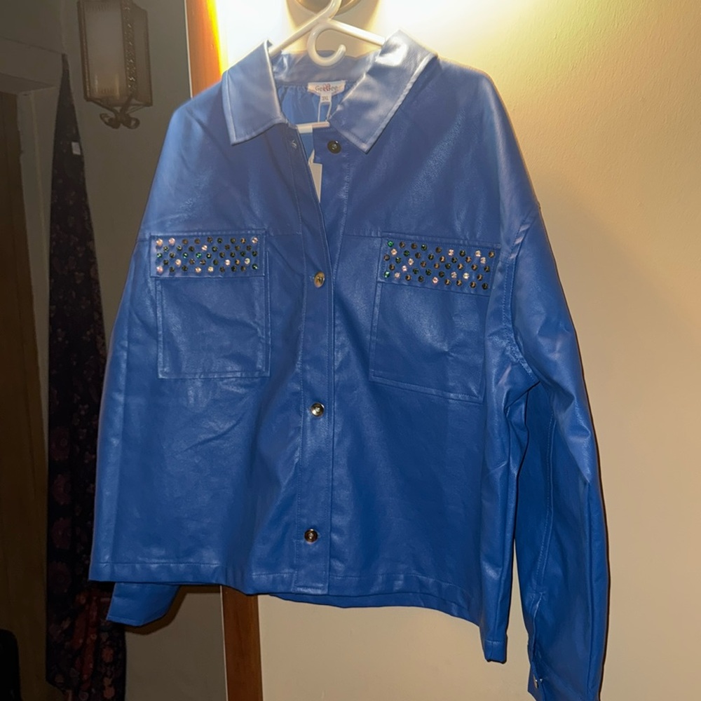 Geegee blue faux leather jacket